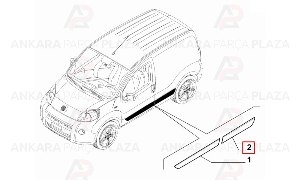 Fiorino 08 - 20 Arka Kapı Bandı Sol Kısa Klipsli 735460584