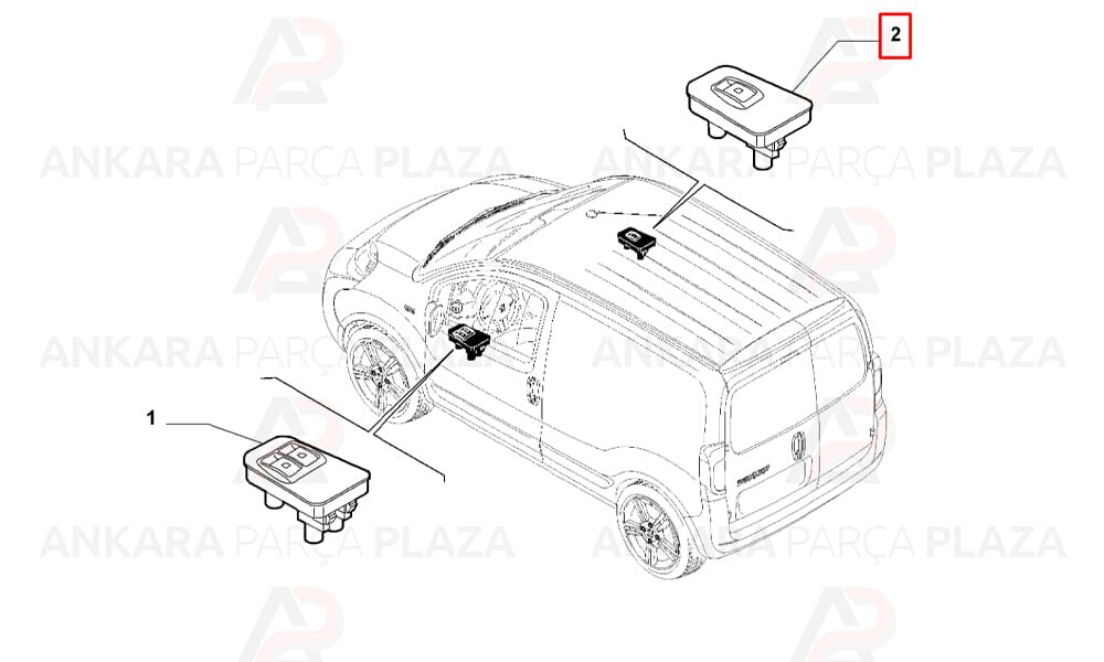 Fiat Fiorino Cam Açma Anahtarı Sağ Çerçeveli Mcar
