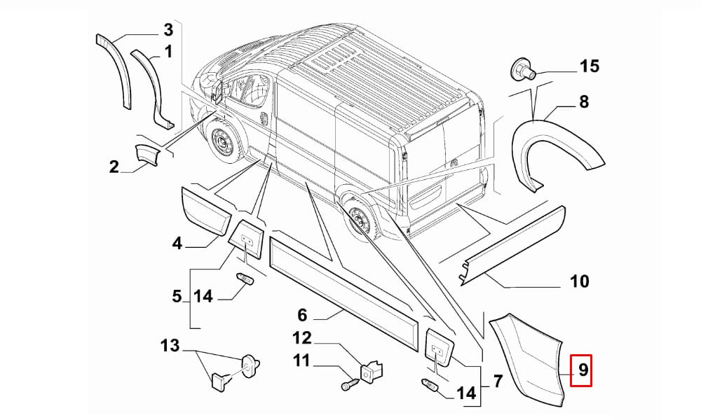 Ducato 07-14 Arka Çamurluk Bandı Sol Sinyal Delikli Meydan