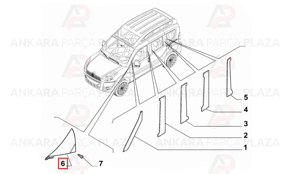 Doblo 11 - 15 Kapı Ayna Muskası Sol 735498423
