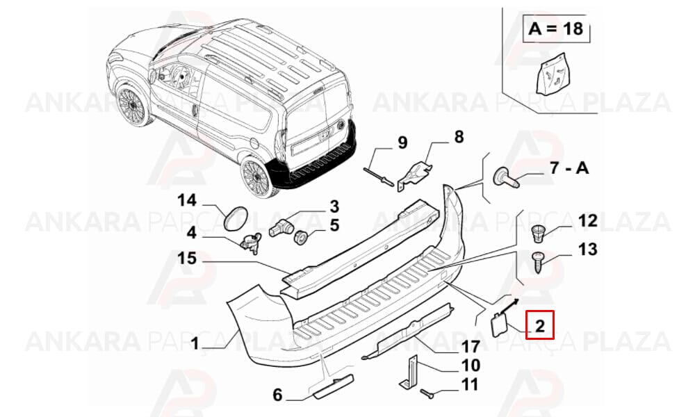 Doblo Tampon Çeki Demir Kapağı Arka 2011 - 2015 Meydan