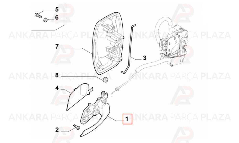 Ducato 14 - 20 Ön Kapı İç Açma Kolu Sağ Gri 735532888