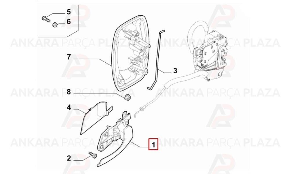Ducato 07 - 14 Ön Kapı İç Açma Kolu Sol Gri 735532897