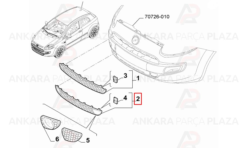 Grande Punto Punto Tampon Izgarası Ön 2012 - 2016 Meydan