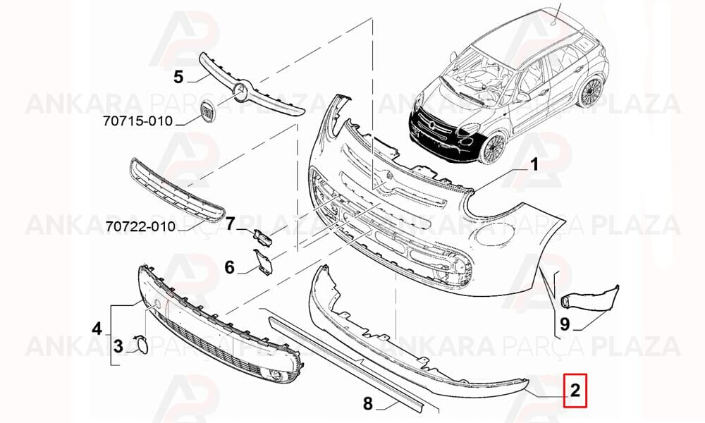 Fiat 500 Tampon Spoileri Ön Alt 2013 - 2016 Meydan