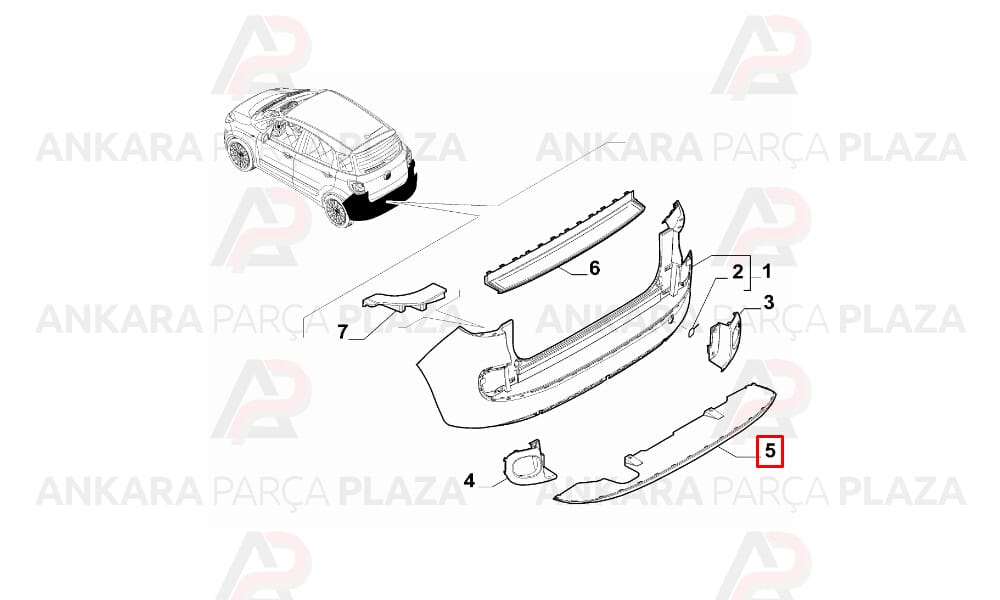 Fiat 500L Tampon Spoileri Arka Alt 2013 - 2016 Meydan