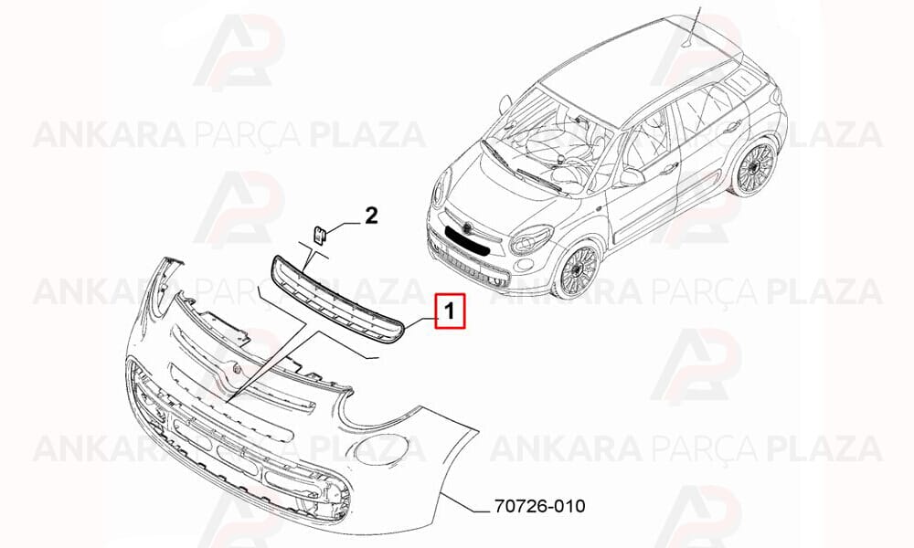 Fiat 500 Tampon Izgarası Ön Alt 2013 - 2016 Meydan