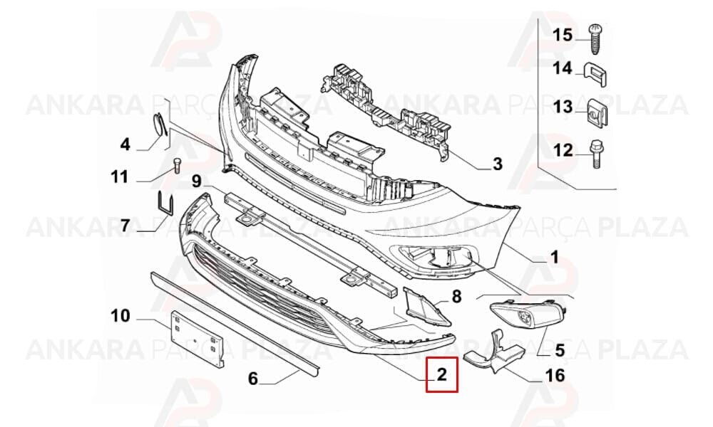 Doblo Ön Tampon Alt Parça 2015 Sonrası 735615296 Meydan
