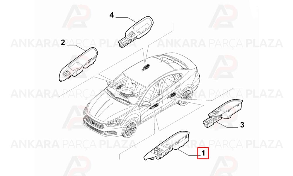 Fiat Egea Cam Anahtarı Düğmesi Anahtarı Sol Dörtlü Mcar