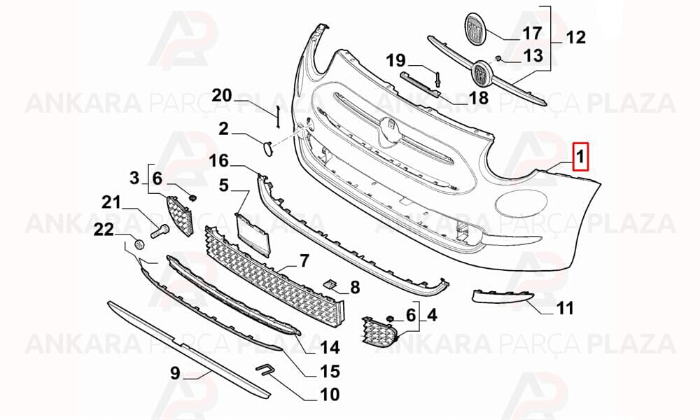 Fiat 500L Ön Tampon Astarsız Sis Delikli 735637731 Meydan