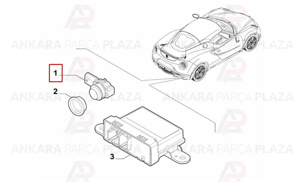 Park Sensörü Arka Doblo 4 Egea Fiat 500 Fiorino 2016 >