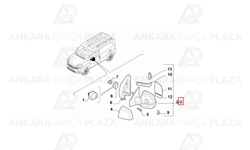 Doblo 3 Yan Ayna Sol Art