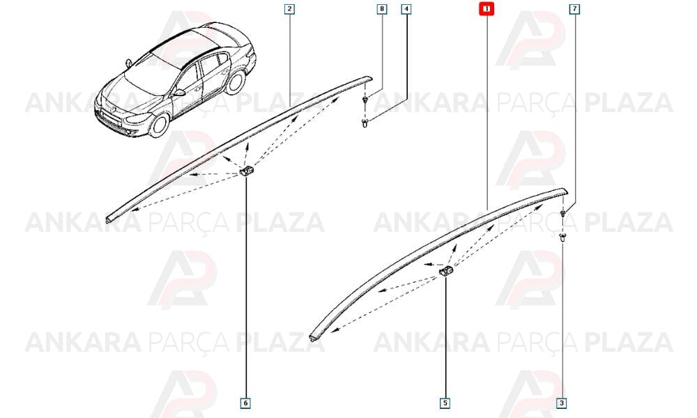 Fluence Tavan Oluk Çıtası Sol Orijinal 738530110R