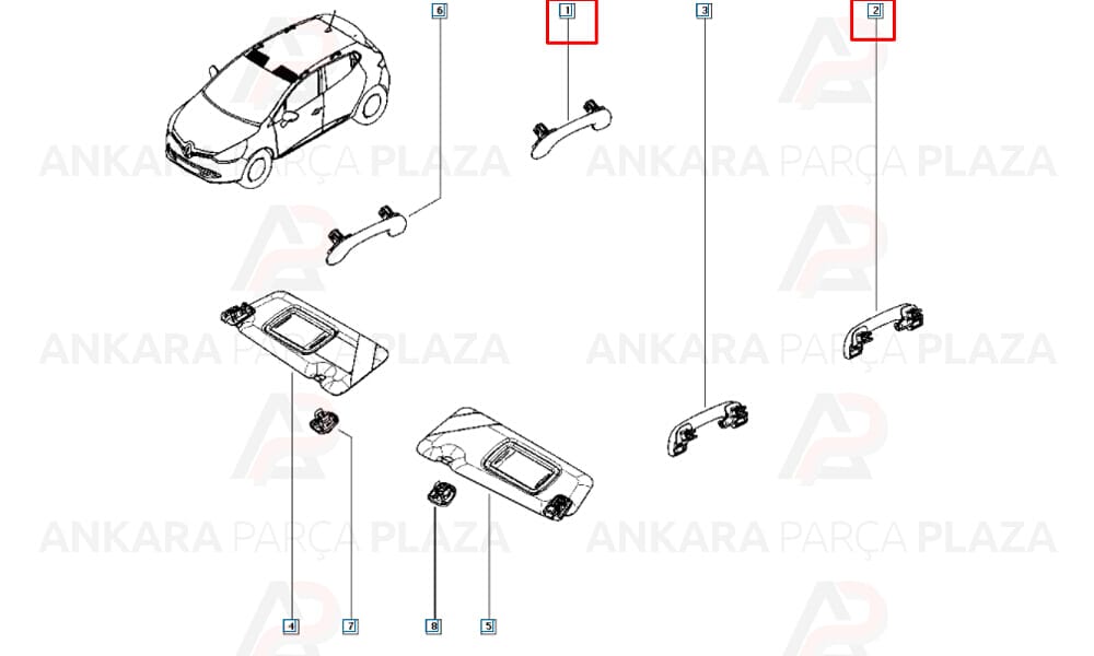 Fluence Megane Clio Sport Tourer Tavan El Tutamağı Arka Sağ Veya Sol Meydan