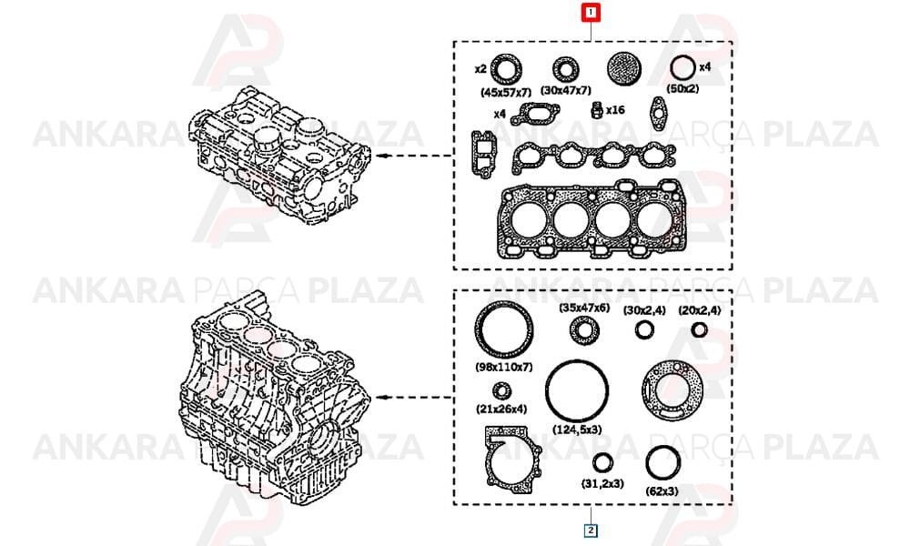 Motor Contası Takım Laguna Safrane 2.0 16V N7Q Skt Subap Lastikli Keçesiz