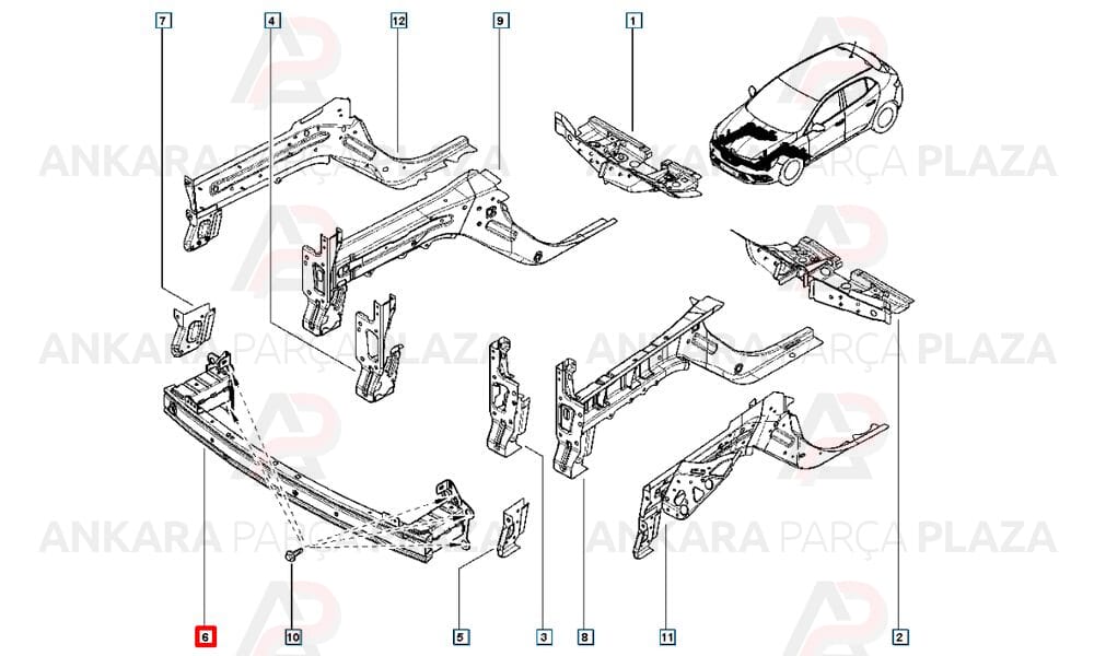 Megane 4 Tampon Bağlantı Demiri Ön Orijinal 752105859R