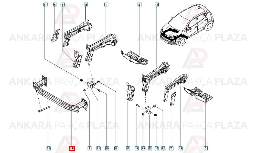 Captur Clio Tampon Bağlantı Demiri Ön 2013 - 2019 Meydan