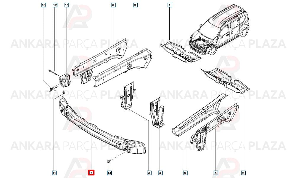 Clio Dokker Lodgy Tampon Bağlantı Demiri Ön 2013 - 2020 Meydan