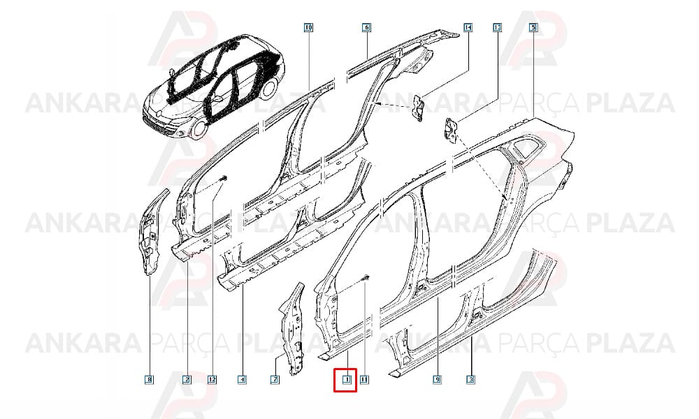 Sol Ön Kapı Kasası Megane 3 760213373R