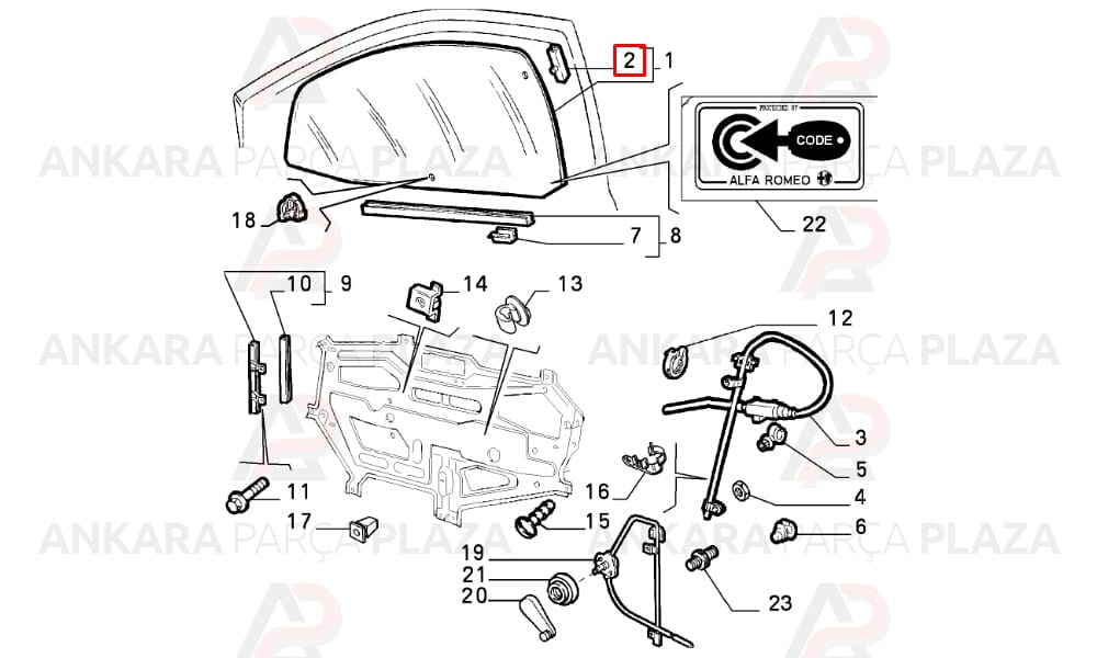 Fiat Tempra, Tipo Kapı Cam Klipsi Siyah Dekar