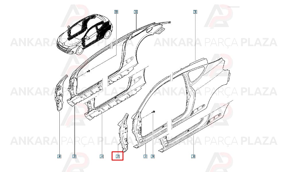 Megane 3 Ön Direk Sacı Sol Orijinal 762193093R