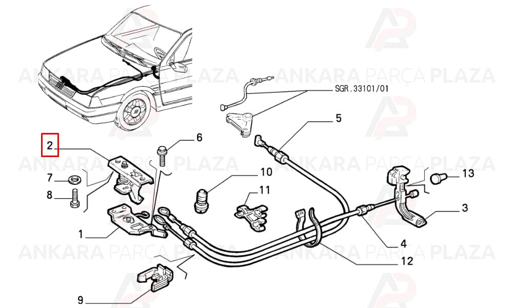 Motor Kaput Kilidi Emniyet Mandalı Tempra Tipo