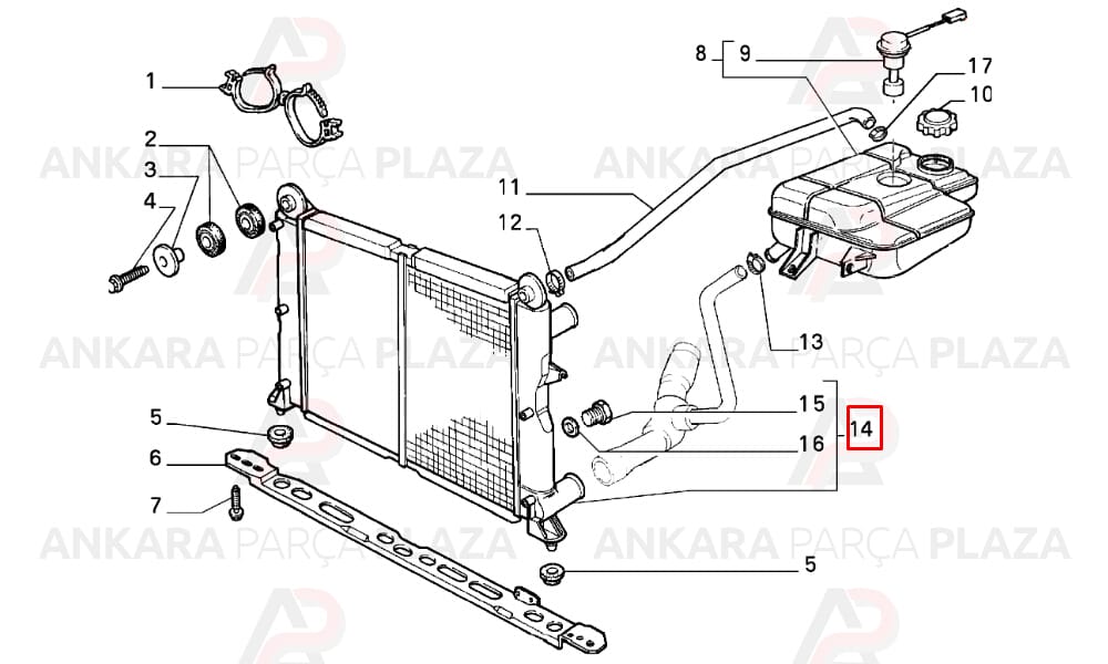 Su Radyatörü 1 Sıra Fiat Tempra, Tipo 1.4 - 1.6 Enjektörlü Klimalı Araçlar