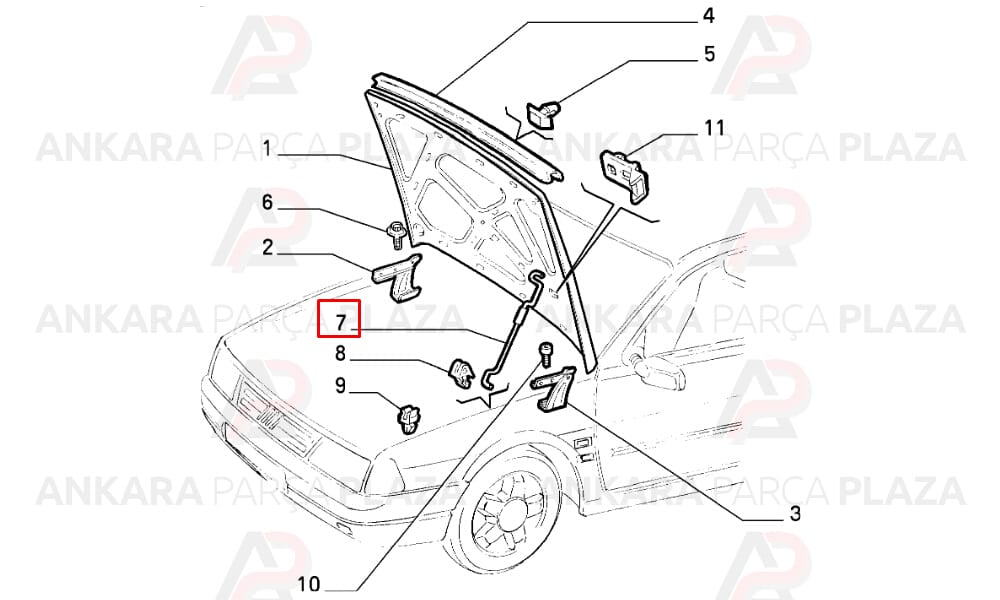 Motor Kaput Dayama Demiri Çubuğu Tempra Tipo