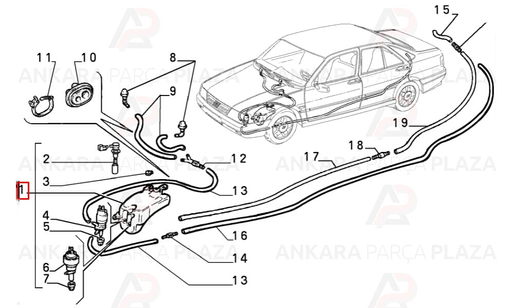 Tempra Cam Su Bidonu - Deposu Tek Motor Delikli 7665370