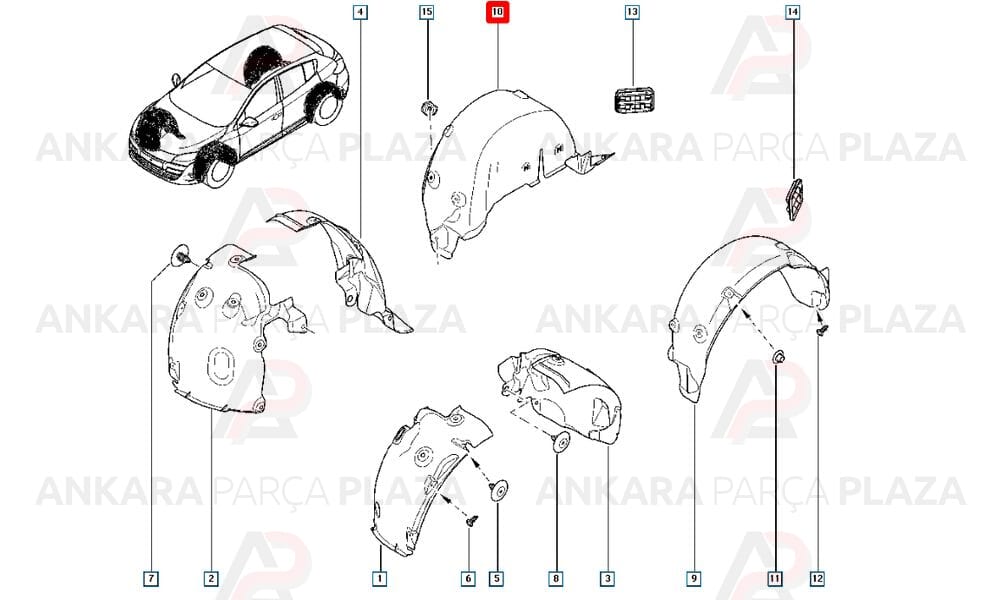 Megane 3 Arka Çamurluk Davlumbazı Sağ 2010 - 2015 Arası Orijinal 767482298R