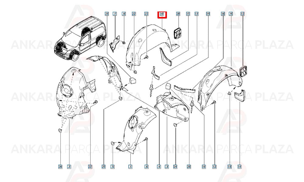 Kangoo 3 Arka Çamurluk Davlumbazı Sağ 2010 Sonrası Meydan
