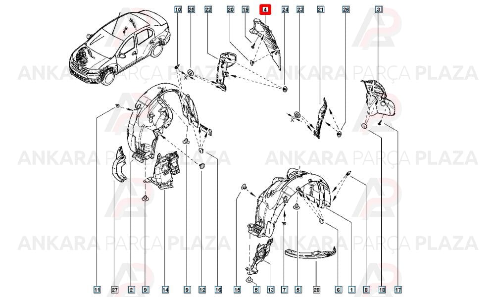 Symbol Arka Çamurluk Davlumbazı Sağ 2013 - 2018 Arası Meydan