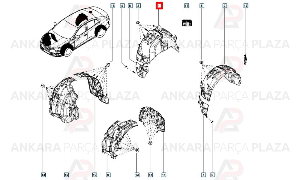 Megane 4 Arka Çamurluk Davlumbazı Sağ Orijinal 767489440R