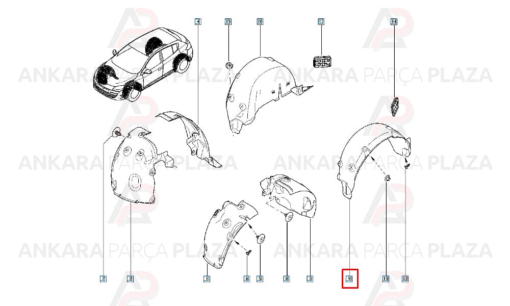 Megane 3 Coupe Arka Çamurluk Davlumbazı Sol Orijinal 767491041R