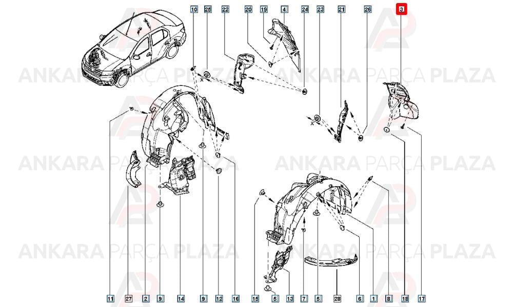 Symbol Arka Çamurluk Davlumbazı Sol 2013 - 2018 Arası Meydan