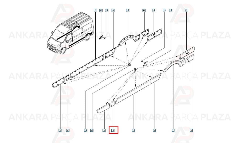 Master 11 19 Ön Kapı Direği Bandı Sol Sinyal Deliksiz 768190129R