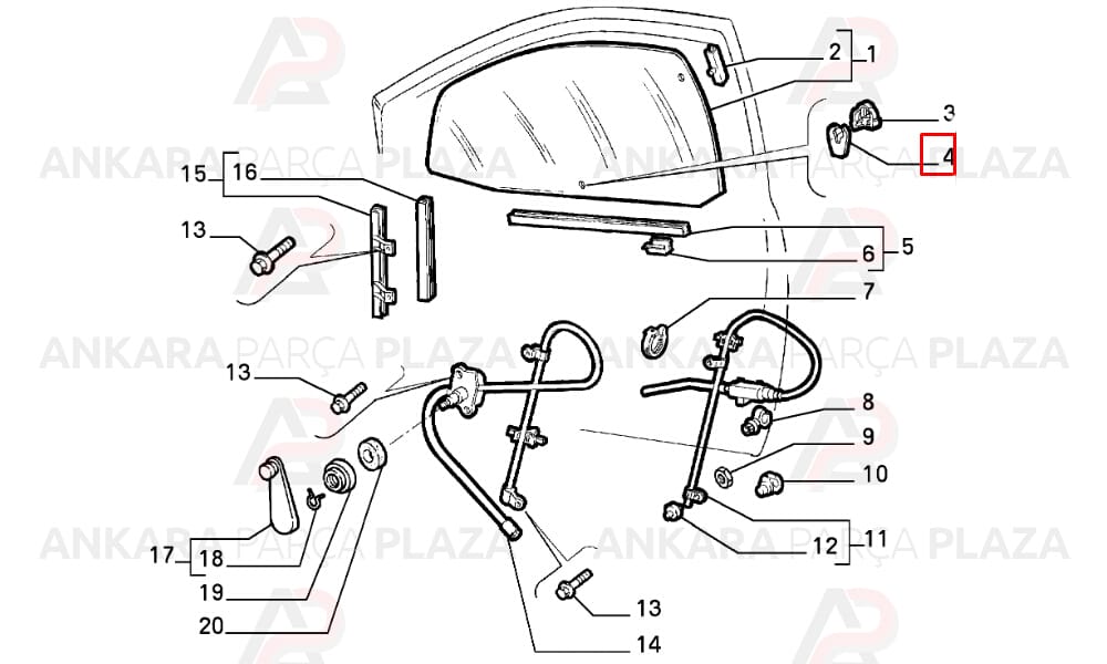 Cam Kriko Sabitleme Plastiği Fiat Tempra / Tipo / Uno