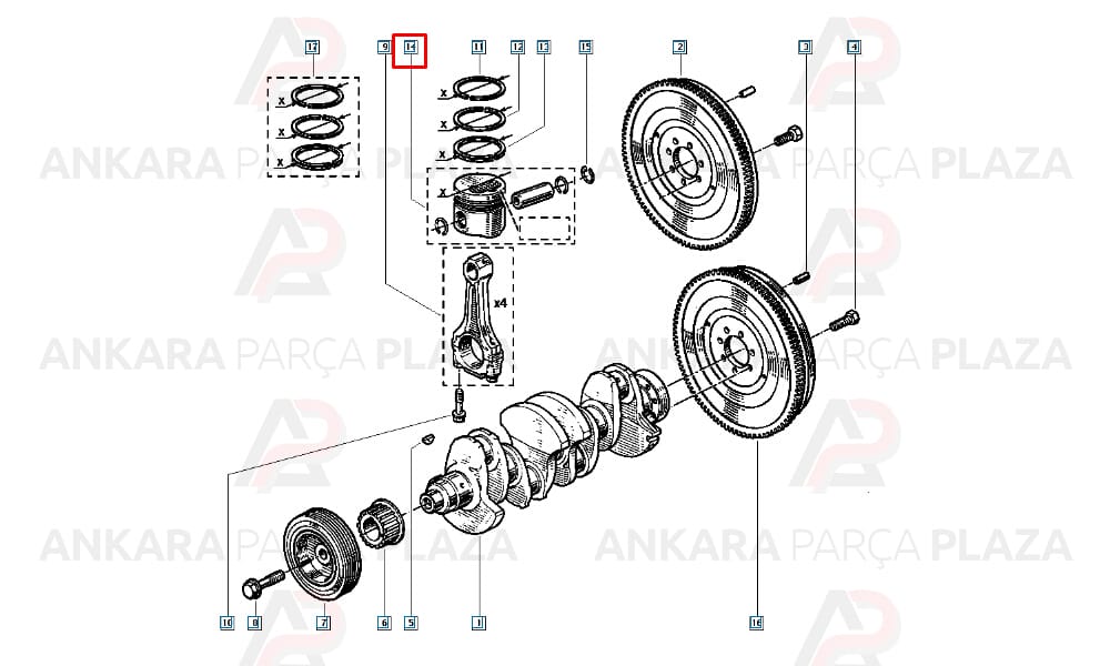 Express Kangoo Laguna Clio 1.9D Düz Kanal Silindir Onarım Seti (Piston, Segman) Std 80.00Mm Goetze