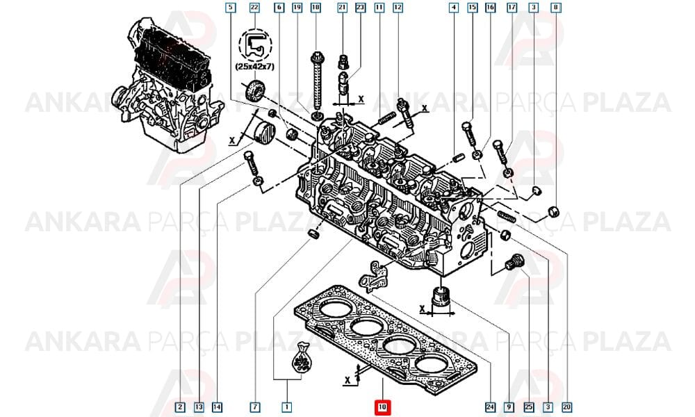 Silindir Kapak Contası R19 R21 Clio Kangoo 1.9D F8Q 2 Delik