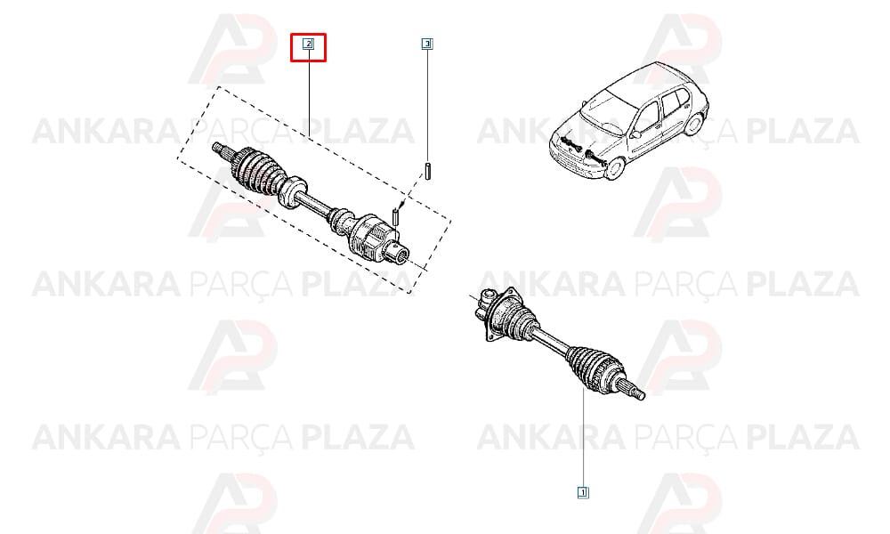 Ön Aks Komple Sağ Kangoo Clio 2 Geçmeli Ölçü : 21X23X57X725.7