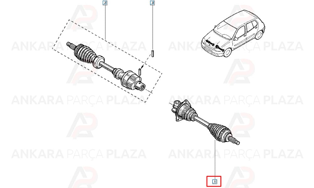 Ön Aks Komple Sol AbsLi Clio 2 1998 > Ölçü : 21X29.95X625.7 Abs 26 Teeth