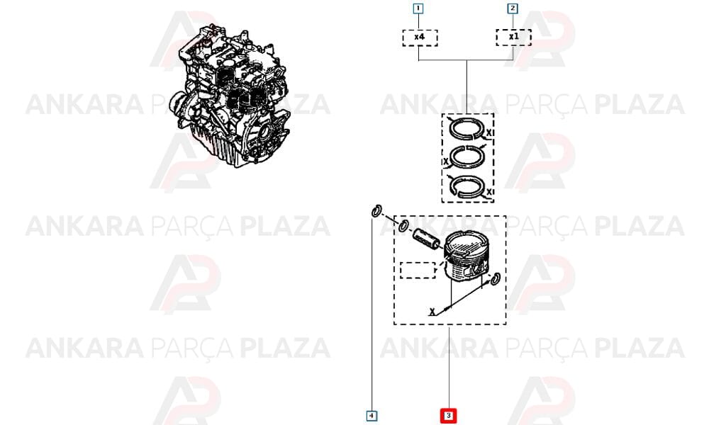 Laguna Megane 2 Scenic 2 2.0 16V Silindir Onarım Seti (Piston, Segman) Std 82.70Mm Yenmak