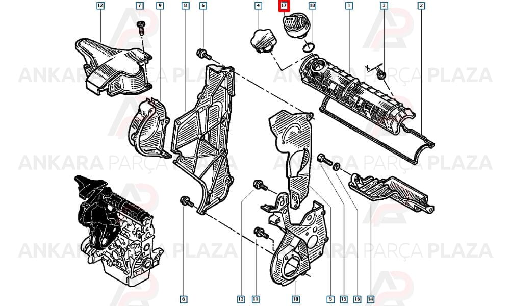 Motor Yağ Kapağı Clio Kango Megane Logan Sandero R19 1.2 - 1.4 - 1.5 - 1.6 - 2.0 D4F - K7M - K7J - K9K - F4R Büyük Tip 8200062947
