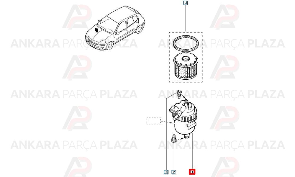 Kangoo 1 Megane 1 Clio 2 Scenic 1.9D 1.9Dtı 1998 > Mazot Filtresi Purflux