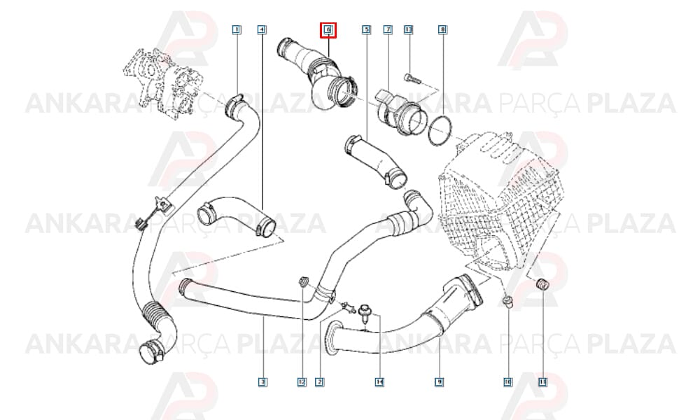Hava Filtre Borusu F9Q Laguna Trafic 1.9 Turbo Dizel 7700116005