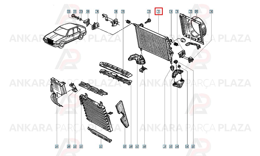Su Radyatörü 2 Sıra Bakır Sistem Renault 19 1.9 Dizel 1.8
