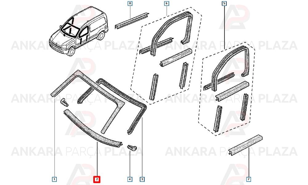 Kangoo Ön Cam Alt Lastiği Orjinal 7700303429