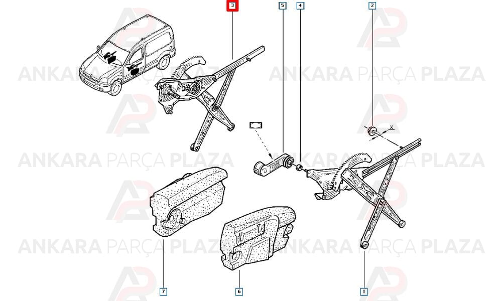 Kangoo 1 - 2 Ön Cam Krikosu Sağ Manuel Orjinal 7700303552