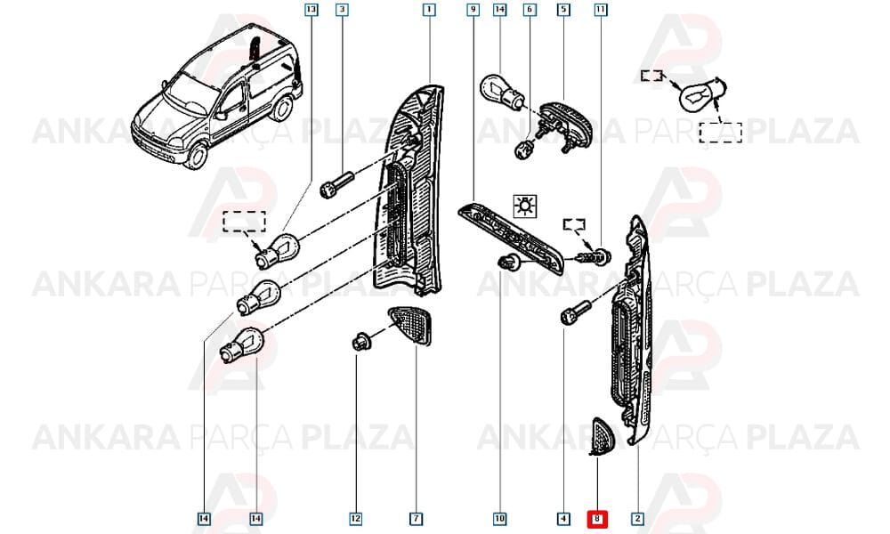 Kangoo Logan Tampon Reflektörü Arka Sol 1998 - 2008 Kaya