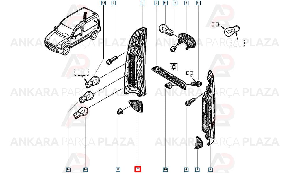 Kangoo Logan Tampon Reflektörü Arka Sağ 1998 - 2008 Pleksan